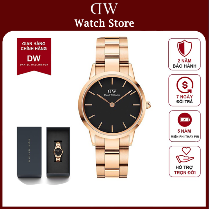 Đồng Hồ Nam Nữ Daniel Welington Iconic Link Rose Gold Black DW