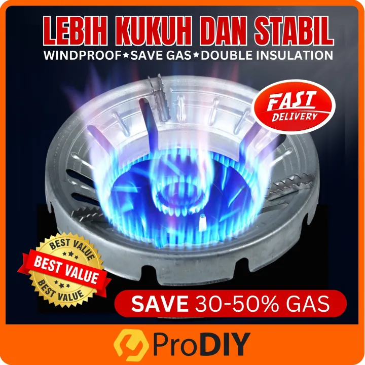 PRODIY Steel Iron Gas Stove Fire Wind Proof Stove Cover Pelapik Belanga