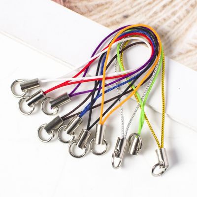 100pcs/lot color polyester single ring lanyard jewelry lanyard mobile phone with craft pendant DIY handmade materials