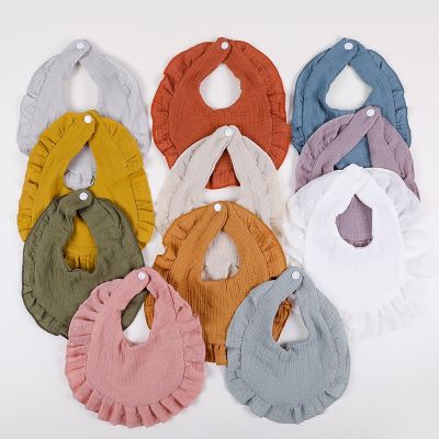 INS Baby Feeding Drool Bib Ruffle Solid Infants Lace Saliva Towel Soft Cotton Burp Cloth For Newborn Toddler Kids Bibs 0-2Years