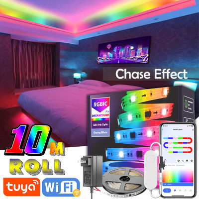 10MRoll TUYA LED Light Strips Smartlife APP Control Pixel WS2811 RGBIC LED Strip Lights With MIC Dreamcolor Flexible Tape
