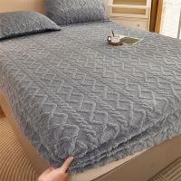 Winter Warm Fitted Bed Sheet Thicker Plush Flannel Velvet Bedspread Mattress Cover Double BedLinen Protector 90 150