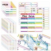 MKEB 5 Sheet สติกเกอร์โต๊ะโต๊ะ สติกเกอร์ป้ายชื่อแท็ก สติกเกอร์ตกแต่งลาย กาวในตัว แผ่นป้ายชื่อ คาวาอิ ปรับแต่งได้เอง ป้ายชื่อป้ายชื่อ อุปกรณ์สำหรับโรงเรียน