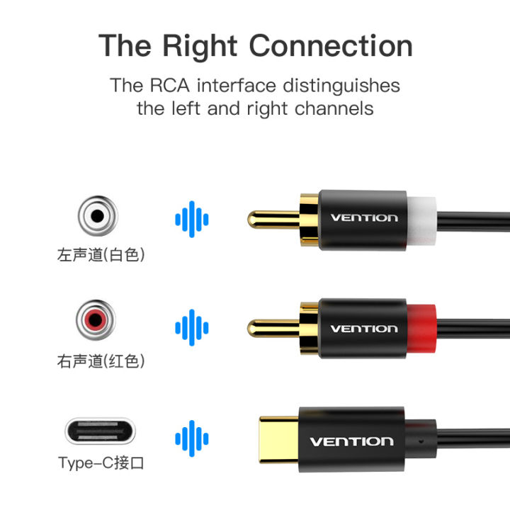 vention-usb-c-to-2rca-male-audio-cable-สายสัญญาณเสียง-สายแปลง-usb-c-เป็น-2rca-ตัวผู้-ใช้สำหรับต่อมือถือเข้ากับลำโพง-หรือเครื่องขยายเสียง