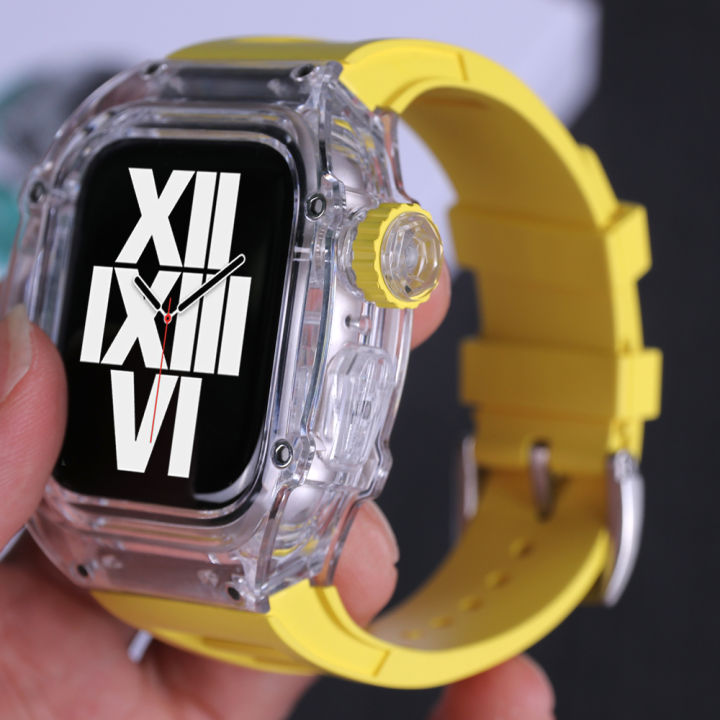 ซิลิโคนเคสโปร่งใสสุดหรูสำหรับนาฬิกา-apple-สายรัด44มม-45มม-สำหรับ-i-watch-series-8-7-se-6-5-4การปรับเปลี่ยน-ไม่รวมนาฬิกา