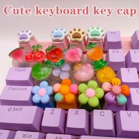 Cute Kawaii Anime Artisan Custom PBT Pink Fruits Stereo Keycaps for Mechanical Keyboard Caps Decoration Accessories