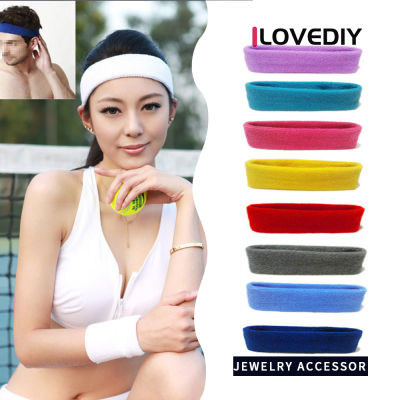 ILOVEDIY แถบคาดศีรษะซับเหงื่อผ้าคอตตอนสำหรับผู้ชายและผู้หญิงสายรัดศีรษะเล่นโยคะใช้ได้ทั้งชายและหญิงสายรัดศีรษะแบบยืดได้สำหรับออกกำลังกายที่รัดออกกำลังกายบาสเกตบอล