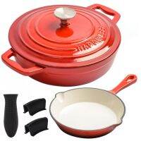 【จัดส่งในไทย】Enameled Cast Iron Casserole Dish+ Enameled Cast Iron Skillet set