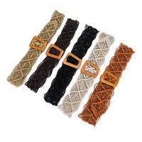 wax hand-woven belts waist sealing female dress wide belt contracted leisure square buckle crony ►