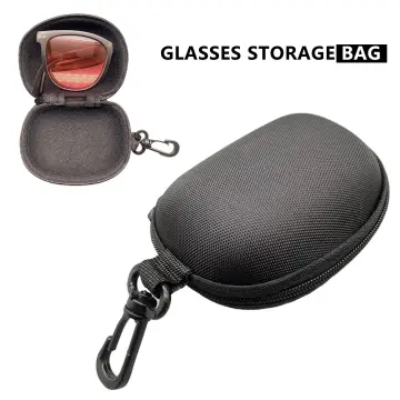 Folding Glasses Case Round Portable Zipper Cortex Storage Case