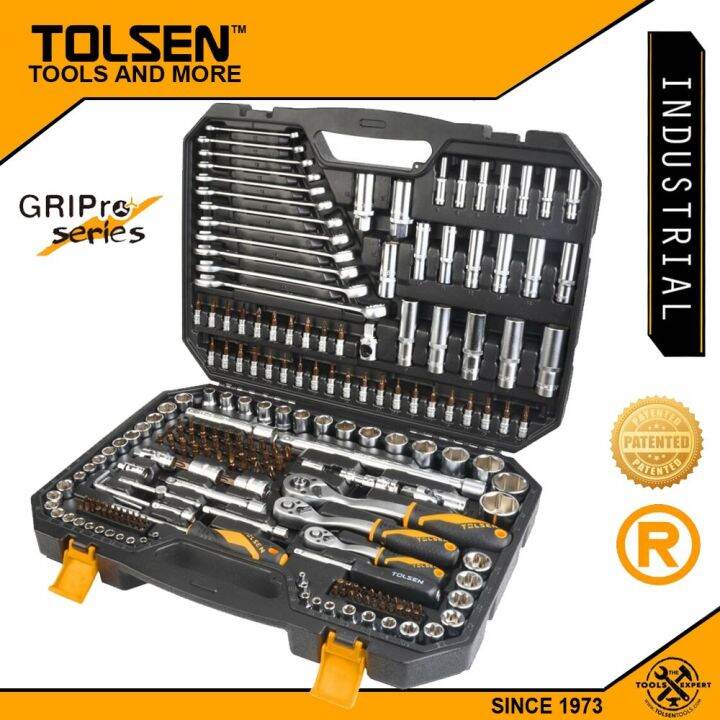 Tolsen 216pcs Socket Ratchet Wrench Tool Set 14 38 12 Drive 15147