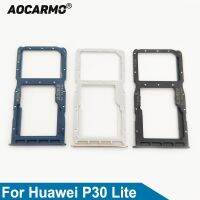 Aocarmo For Huawei P30 Lite / Nova 4e SD MicroSD Holder Nano Sim Card Tray Replacement Part