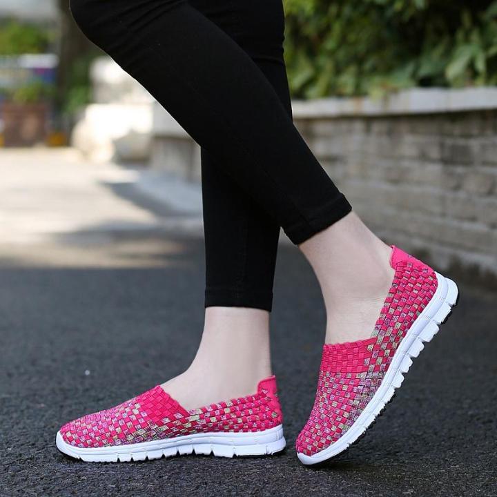 zyats-แฟชั่นผู้หญิงฤดูใบไม้ผลิรองเท้าถักมือแฟชั่นสบายๆรองเท้าไม่มีส้นสะดวกสบายและระบายอากาศ