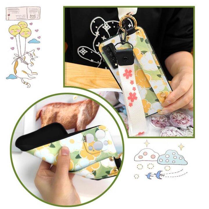 soft-case-cute-phone-case-for-tcl-20r-5g-bremen-5g-20ax-5g-protective-anti-dust-cartoon-lanyard-sunflower-original-soft