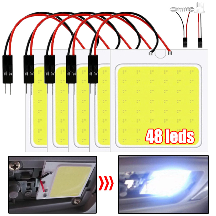 Lampu Panel Interior Mobil Cahaya Kubah Cahaya T10 Cob 48 Led Lampu