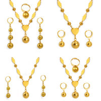 Anniyo Ball sets Beads Pendant Necklace Earrings Women Round Chain Hawaiian Guam Wedding Accessories #139506