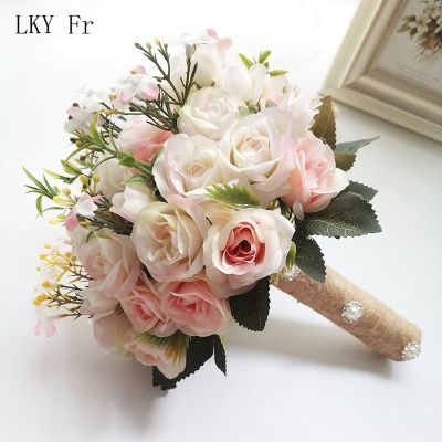 [AYIQ Flower Shop] LKY Fr ช่อดอกไม้งานแต่งงานอุปกรณ์แต่งงานช่อดอกไม้เจ้าสาวขนาดเล็กดอกกุหลาบผ้าไหมช่อดอกไม้งานแต่งงานสำหรับเพื่อนเจ้าสาวตกแต่ง