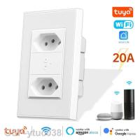 2023ytuc038 Tuya WFi/Zigbee บราซิลปลั๊กไฟหลายซ็อกเก็ต10A/20A จับเวลาการทำงานการควบคุมเสียงสำหรับบ้าน Alexa