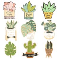 Cartoon Cactus Pin Plant Aquatic Aloe Plant Potted Plants Aloe Backpack Clothing Accessories Alloy Enamel Lapel Pins Brooches