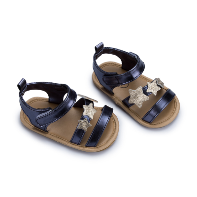 New Baby Girl Shoes Girl Sandals Summer Flats PU Flash Star Rubber Sole Anti-Slip Crib Newborn Toddler First Walker Shoes