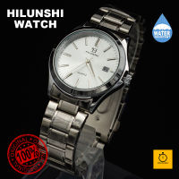 (สินค้าแท้ 100%) HILUNSHI นาฬิกาแฟชั่นข้อมือผู้ชาย ระบบ Quartz สายสแตนเลส เรือนเหล็กทรงคลาสสิค พร้อมวันที่ กันน้ำไ้ด้ 100% 38mm (พร้อมจัดส่งทันที)