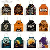 ☜✙ Pumpkin Witch Horror Happy Halloween Kitchen Aprons for Woman Man Home Cooking Baking Shop Cleaning Cotton Linen Apron