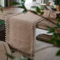 [HOT ZEXKLIOALQAQ 529] Table Runners Natural Burlap Cotton Boho Table Runner With Tassels For Restaurant Rustic Home Dining Wedding Party Table Decor