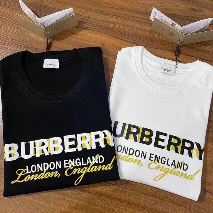 hot-sale-burberry-burberry-lt-tag-collar-label-gt-เสื้อยืดแขนสั้น-คอกลม-ผ้าฝ้ายแท้-ทรงหลวม-สไตล์คลาสสิก-สําหรับผู้ชาย-และผู้หญิง