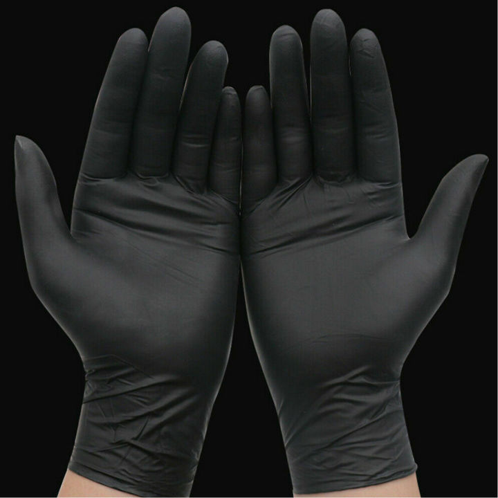 ถุงมือยางสีดำ-100-ชิ้น-กล่อง-ไซส์-s-m-l-xl-ชนิดไม่มีแป้ง-คุณภาพดีที่สุด-ถุงมือไนไตร-ถุงมือยาง-ถุงมือสัก-ร้านสัก-บุฟเฟย์-เนื้อสเต็ก