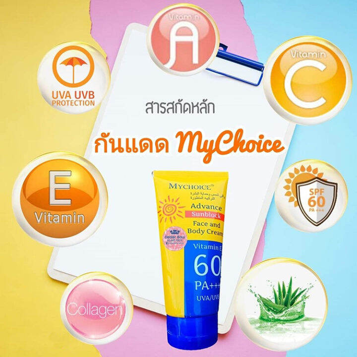 ถูกที่สุด-กันแดดมายช้อยส์-กันแดดหน้า-กันแดดตัว-my-choice-spf-60-กันแดดสุดฮิต-ของแท้-100