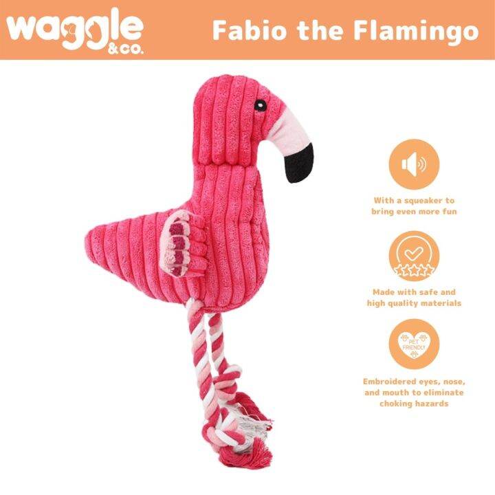 Waggle Co. Fabio the Flamingo Toy For Dogs/Cats with Squeaker / Pet