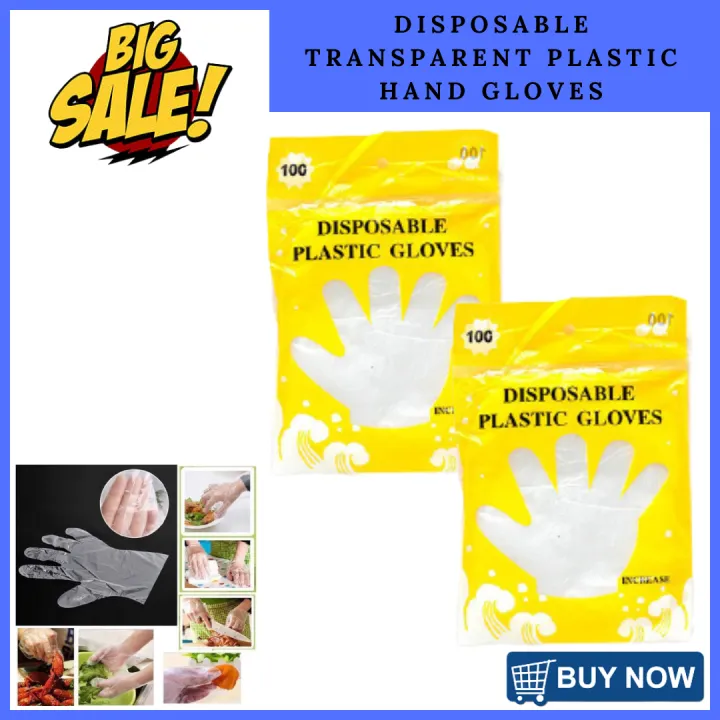200 pcs. High Quality Disposable Transparent Plastic Hand Gloves for