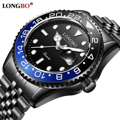 LONGBO นาฬิกา นาฟิกาข้อมือ นาฬิกาผู้ชาย นาฟิกาข้อมือผช นาฬิกาธุรกิจ ตัวเรือนสแตนเลส สายสแตนเลส กันน้ำ การเคลื่อนไหวญี่ปุ่น80615