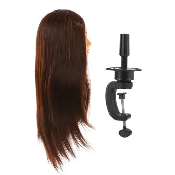65cm Mannequin Head Hair Styling Training Head Manikin Cosmetology Doll Head  Synthetic Fiber Hair And Free Clamp Holder Stand (light Brown)