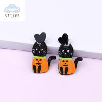 OXTRWZ โมเดลฮาโลวีน halloween accessories halloween pumpkin halloween accessories ฮาโลวีน น่ารักค่ะ ดีไซน์ลายการ์ตูน อะคริลิค แมวดำ อุปกรณ์ถ่ายภาพ สาวๆ เครื่องประดับโกธิค ฟักทองผีปัจจุบัน ต่างหูสไตล์เกาหลี ต่างหูห้อยผู้หญิง