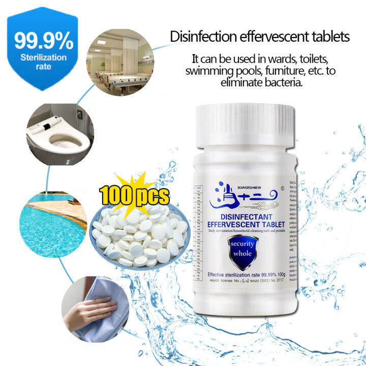 100PCS Pool Chlorine Tablet 99 Pure Clorine for Swimming Pool Color