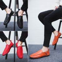 รองเท้าหนังสุภาพบุรุษ รองเท้าแฟชั่น ผู้ชาย ลำลองแบบสวม Leather Slip On Men Driving Loafers Casual Shoes