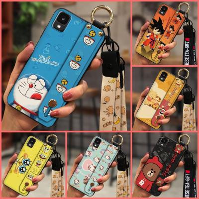 Cartoon Anti-knock Phone Case For TCL 30Z/30LE/T602DL Soft TPU protective Lanyard Wristband Silicone Anti-dust Original
