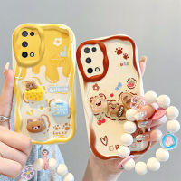 เคส LIFEBELLE สำหรับ Realme 7 5G,เคสโทรศัพท์นิ่มพร้อมกรอบลวดลายครีมกระต่าย3D หมีสายคล้องมือดอกไม้สาวน่ารักการ์ตูนซิลิโคนกันกระแทก