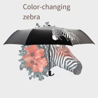 Rainy day color-changing umbrella Color-changing zebra umbrella rain and weather umbrella 8-bone vinyl sunscreen umbrella Umbrellas