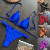 COD 【HODRD】Women Bikini Set Club High Strech Holiday Lady Nylon Pool S-L Solid Color【Fashion】