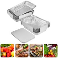 50 Pcs Aluminum Disposable Baking Pans Aluminium Baking Tin Square Containers Lids Disposable Food Barbecue Pans