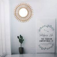 Rattan Innovative Art Decoration Round Makeup Mirror Dressing Bathroom Wall Hang