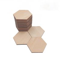 【YF】⊕۩✱  20pcs 40mm 1.57inch Unfinished Wood Slices Hexagon Cutout Ornaments Crafts for Disks Tags Wedding Birthday