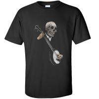 Guitar Banjoblues Skeleton Skull T Shirts Teach Orchestral Instruments Muisc Tshirt For Men Oversized Cotton Top T-Shirts Print