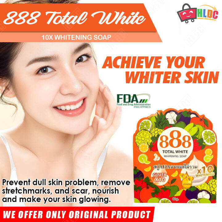 Original 888 Total White Whitening Soap 80g 10x Intensive Whitening
