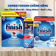 Viên rửa bát finish 110 viên nhân đỏ + Bóng finish 800ml + Muối finish 1