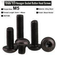 ✚☢☼  20Pcs/10Pcs M5x6mm 40mm Grade 10.9 Alloy Steel Hexagon Socket Button Head Screws Black Nickel Plated ISO7380