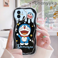 เคส Chenyyka สำหรับ iPhone 12 12 12 Pro 12 Mini 12 Pro Max เคสการ์ตูนโดราเอมอนน่ารักลายดีไซน์ใหม่เนื้อครีมขอบคลื่นนุ่มเคสมือถือกันกระแทกแบบใสโปร่งใสลายกล้องถ่ายรูปเรียบง่ายปลอกป้องกันอ่อนโยน