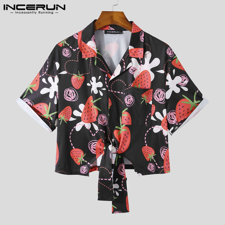 incerun-เสื้อแขนสั้นบุรุษ-เสื้อฮาวายลายดอกไม้เสื้อใส่ชายหาด-สไตล์ตะวันตก